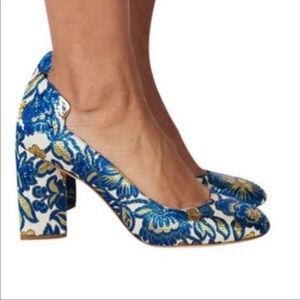 Tory Burch Elizabeth Pumps Metallic Floral Sz 8.5